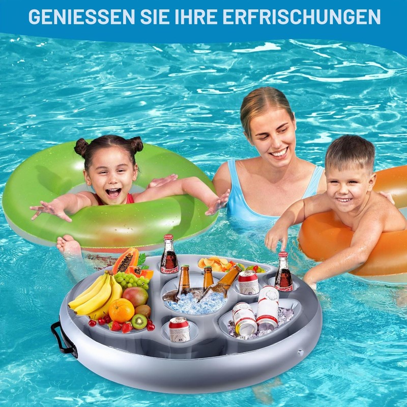 MTINRNI Pool Drink Holder, Inflatable Drink Holder with 8 Holes,