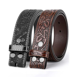Beltroad Western Leather Belt Strap for Men Women Cowboy Cowgirl Leather Mens Belts for Jeans Men‘s Birthday Belt Gifts 2 Pack Belts without Buckle