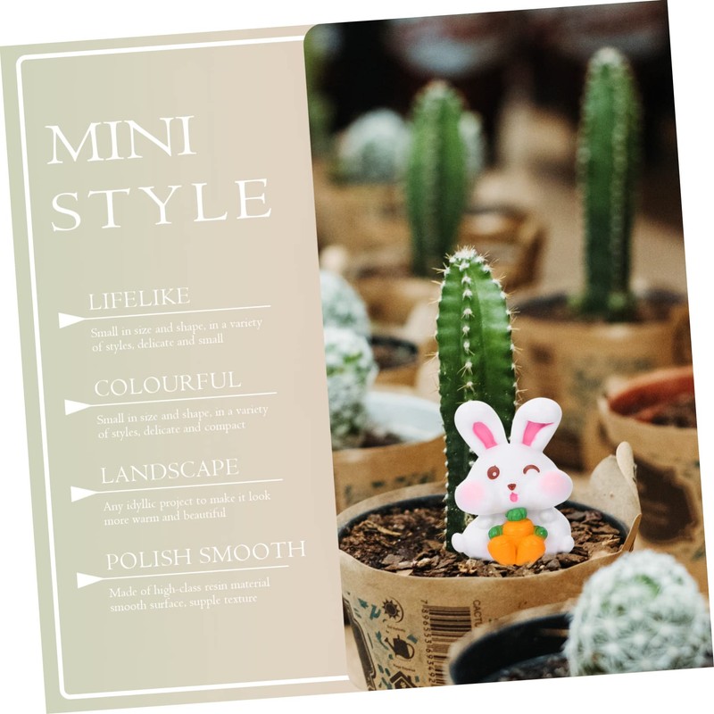 ABOOFAN 6Pcs Desktop Bunny Ornament Lovely Rabbit Figurines for Micro