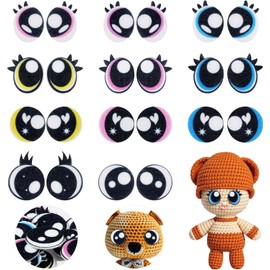 MUCUNNIA 11 Pairs 30mm Round Felt Eyes for Amigurumi with Lashes, Heart Felt Eyes for Crafts，Felt Eyes for Crochet Animals, Kawaii Eyes for Amigurumi Puppet Teddy Bear Crochet Toy Plush Animal Making