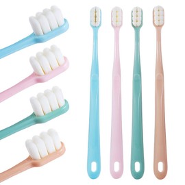 [Upgrade Version] 4 Pack Micro Nano Extra Soft Toothbrush for Adult ,20000 Bristle Toothbrush,Soft Bristle Toothbrush for Sensitive Teeth or Gum Clean Effectively (Pink&Green&Blue&Flesh)