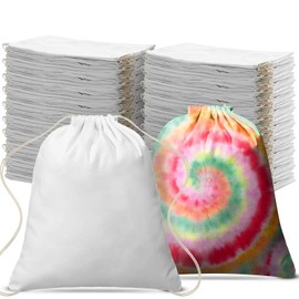 Saintrygo 48 Pcs Tie Dye Bags Cotton Drawstring Bags Sublimation Blank Backpack Tie Dye Drawstring Tote Items to Tie Dye