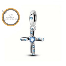 Minimalist Charm Jewelry Cross Heart Charm For Bracelet, Birthday Gifts For Her, Religious Charm