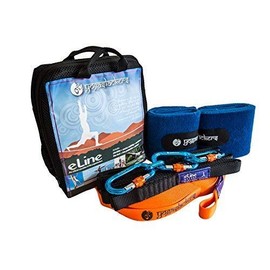 YogaSlackers Full Slackline kit for Yoga and Balance Training e-Line 50 Foot with Included Anchor Straps Locking Carabiners and Tree Protection