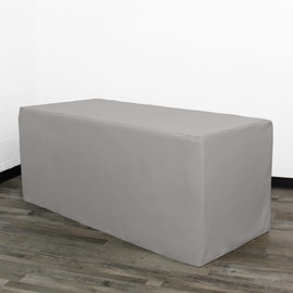 YOUR CHAIR COVERS - 4 FT X 24 Inches Fitted Polyester Tablecloth Rectangular Gray, Premium Wedding Table Cover