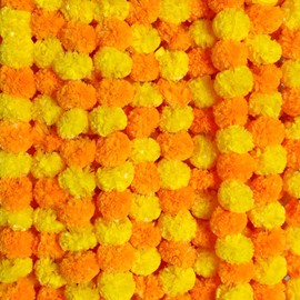 pvs traders Artificial Marigold Flower Party Decoration Diwali Prop Pack of 5, Orange & Yellow (njc-484)