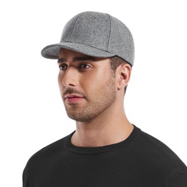 Short Brim Baseball Caps Winter Mens Wool Warm Baseball Hats Structured Umpire Trucker Dad Hats Adjustable K145, Dark Grey, 7-7 1/2