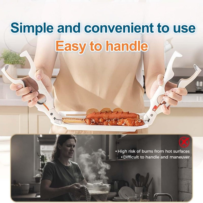 ANIS·KEBBR Heat Resistant Silicone Hot Dish Gripper 3-in-1 Lock Anti-Scald