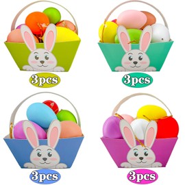 BOOSHMall Pack of 12 Easter Baskets, Easter Basket Children, Easter Nests for Crafts, DIY Easter Nest Craft Set Made of Paper, for Easter Gifts, Easter Decoration, blue