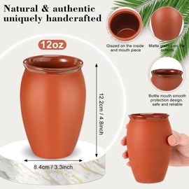 Nuogo 12 Oz, Cantaritos De Barro Mexicanos Mini Cantaritos Shooters Pottery Cocktail Glasses for Tequila, Margaritas, Mojitos, Mexican Jarritos De Barro Mexicanos, Taco Tuesday Cocktail Cups (2)