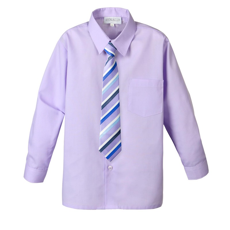 Spring Notion Boy's Striped Woven Zipper Tie Lilac X-Large