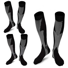 ZFiSt 3 Pair Sport Compression Socks Men Women, Compression Stocking Nurse Socks for Edema Travel(Black+black+black,XL)