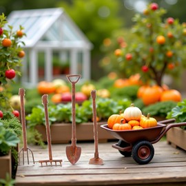 4 Pcs/Set 1:12 Mini Rusty Shovel Hoe and Pitchfork Fairy Garden Miniature Dollhouse Garden Tools Accessories Furniture Ornaments Micro Landscape Decor Landscape (1.96~2.16Inch Long x 0.39Inch Wide)