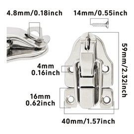Runseaway 2Pcs Retro Silver Style Box Toggle Latch, Antique Metal Duckbilled Hasp Clasp with Padlock Hole for Jewelry Boxes, Cabinets, Toolboxes, Vintage Suitcases