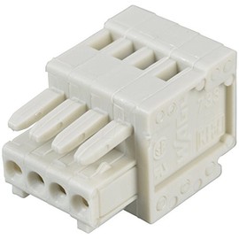 WAGO 733-104 100% Protected Against MISMATING, 1-Conductor Female Plug, Light Gray, PIN SPACING 2.5 MM, 0, 4-Pole, 50 MM², 0.5 MM²