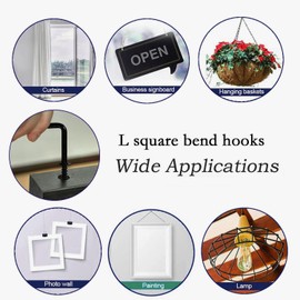 Ironking Gun Black 1 Inch L Shape Screw Hooks L Shape Hooks 7 Shape Right Angle Medal Hooks, for Home/Workplace/Office（80Pcs）