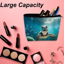 DEMACYA Makeup Bag Sea Turtle Cosmetic Bag for Women Waterproof Large Capacity Travel Toiletry Accessories Organizer 9.5×5.9 Inch