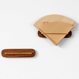 Coffee Filter Holder, Wall Mount Coffee Filter Storage with Adhesive Backing, Cone Coffee Filter Container for V60 Paper Coffee Filters Size #01 and #02 (Walnut)