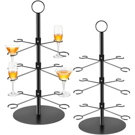 2 Pack Cocktail Tree Stand Champagne Tree Stand for Drinks 3 Tier 12 Holders Metal Wine Glass Holder Stand For Champagne, Cocktails, Martini, Margarita Cups at Weddings, Parties & Events