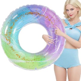 SEDEX Inflatable Ring, Transparent Swim Ring for Adults, Water Inflatable Large Rubber Starry Sky Pool Ring with Sequins, Beach Rings, Cool Summer Floaties for