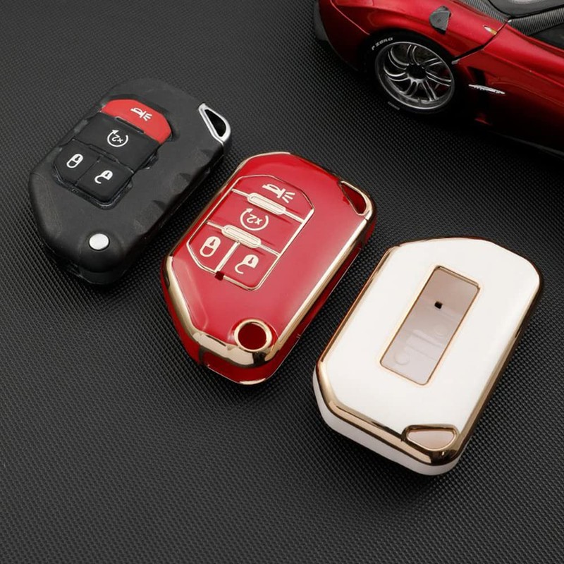 SANRILY 4 Button Key Fob Case for Jeep Wrangler JL