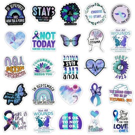 100 Mental Health Stickers, Laptop Anti-Suicide Awareness Stickers, for Motivational Vinyl Stickers for Suicide Prevention by Adults and Therapists, Scrapbook Stickers