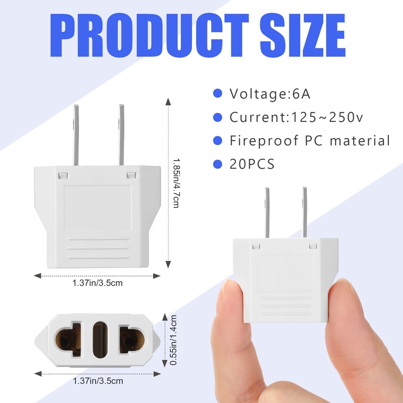 EBOOT 20 Pack EBOOT Europe to USA Plug Adapter American