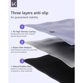 KEEP Professional Yoga Mat with Strap, 5mm Heavy High-Density Natural Rubber Mat for Superior Grip, Grey