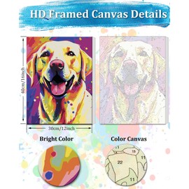 TOCARE Framed Paint by Numbers Kit for Adults, 12x16Inch Dog Paint by Numbers with Frame,Labrador Paint by Number Framed Canvas for Adults Animals (Without Easel)