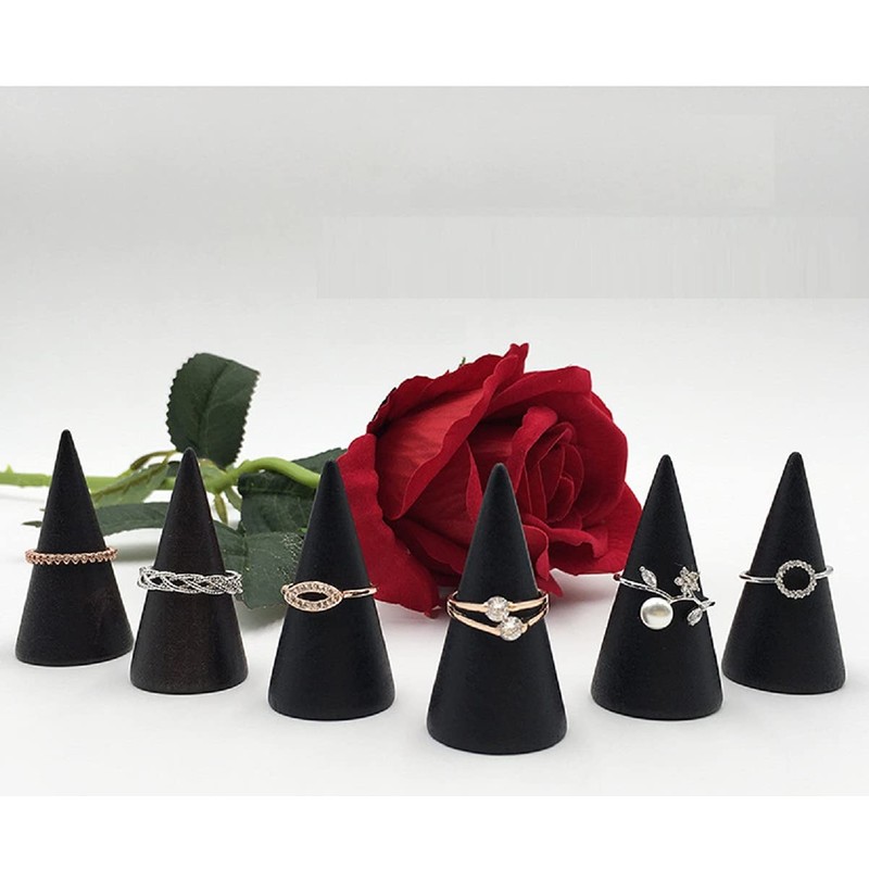 desikaky Ring Stand, Ring Storage Case, Jewelry Stand, Wooden Cone