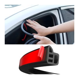 Bittwee Car Door Seal Strip, 16.40ft 4 Hole Soundproof Rubber Vehicle Sealing Stripping with Self Adhesive, Weatherstrip Automotive Seal Protector Accessories, Universal for Pickup Truck RV