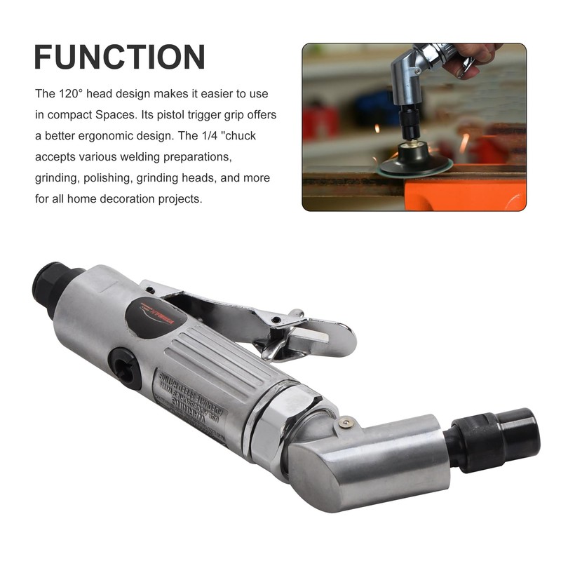 WINMAX TOOLS AUTOMOTIVE Pro 120° 1/4" Air Angle Die Grinder