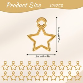 Alrhso 100PCS Gold Star Charms Mini Metal Hollow Star Beads Small Pentagram Dangle Pendants Bulk for DIY Jewelry Making Necklace Bracelet Earring Keychain Christmas Decoration