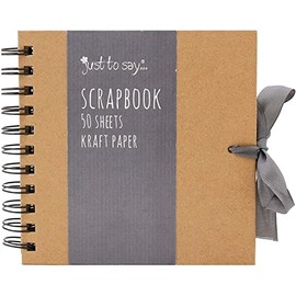 Kraft Small/Medium/Large Square Scrapbook- Quality Kraft Paper Scrapbook with Ribbon (Brown, Medium 20cm x 20cm - 50 Sheets)