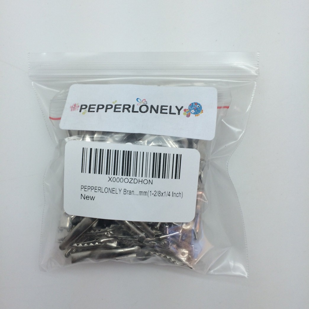PEPPERLONELY Brand 100PC Silver Tone Single Prong Alligator Hair Clips 33x6mm(1-2/8x1/4 Inch)