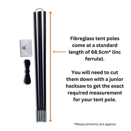 Universal 9.5mm Durable Tough Fibreglass 5 Tent Pole Pack Camping Repair
