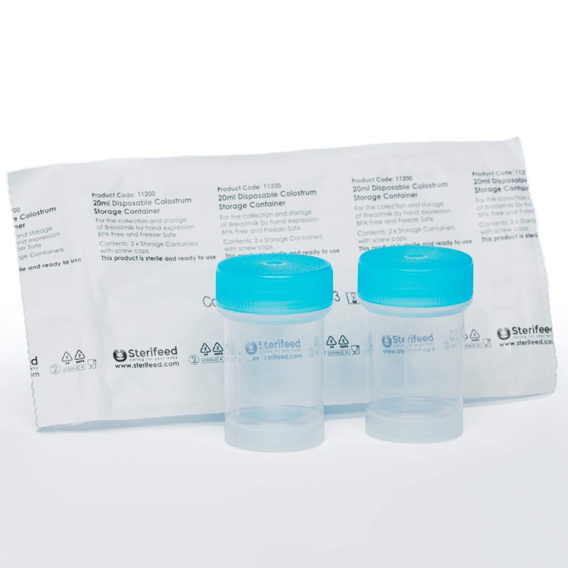 Sterifeed Colostrum Collection and Storage Containers x 20, leakproof, 100%