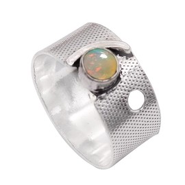 JEWELSTREZORO Opal Edelstein 925 Sterling Silber Band Ring Herren & Damen Geschenkartikel Handgefertigter Schmuck TSR1005BE_7 (53 (16.9))