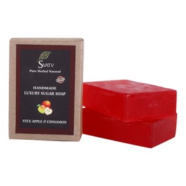Jabón Artesanal Con Hierbas Naturales Y Calmantes Como La Vitamina E, Manzana Y Canela Para Hombres Y Mujeres. Barra Exfoliante, Jabón Ayurvédico Tradicional De Hierbas Para Todo Tipo De Piel.