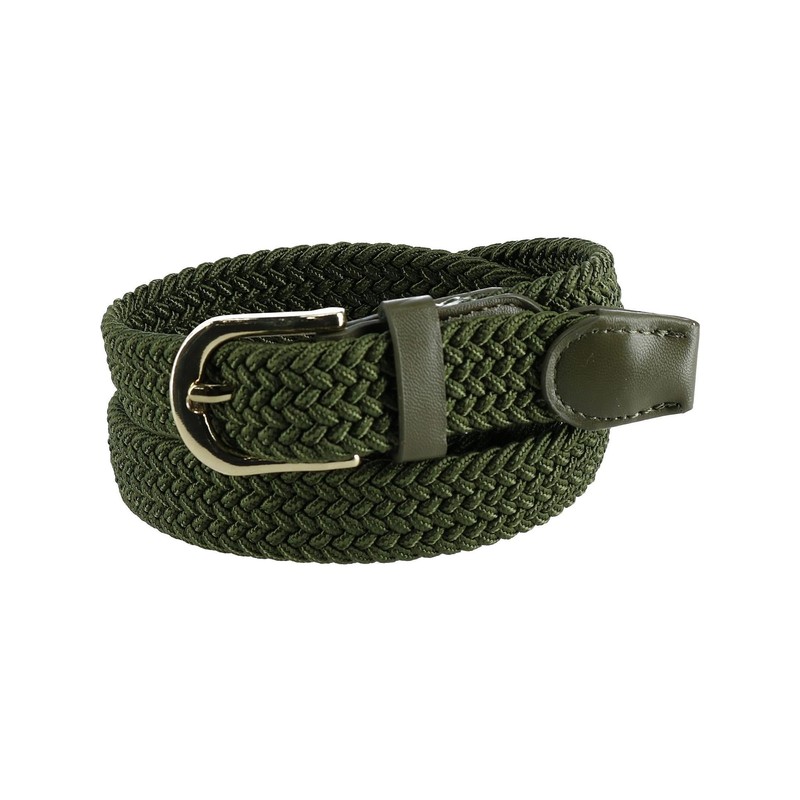 CTM® Women's Elastic Braided Stretch Belt, Medium, Olive