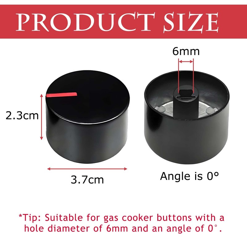 iTYOOS 4 Pieces Oven Knobs, Rotary Knob 6 mm, Cooking