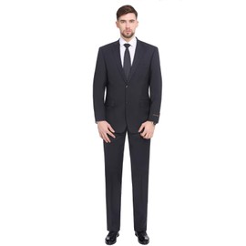 P&L Men's Suit 2 Piece Classic Fit Suits for Men Premium Business Suit Jacket & Pleated Pants Set for Wedding Prom Charcoal