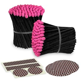 Thankful Greetings Pink Tip Black Stick 2" Safety Matches | Set of 200+ Limited Bulk Artisan Matchsticks with Bumble Strikers | Decorative Unique & Fun for Your Home, Gifts, Accessories & Events