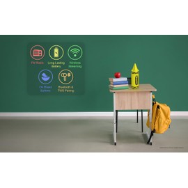 Crayola Kids Crayon Bluetooth Wireless Portable Speaker 20W Peak Power HD Sound; Long Lasting Battery; 1500mAh Battery All Day Playtime, TWS Pairing BT 5.3, FM Radio Home/Party/Outdoor/Travel