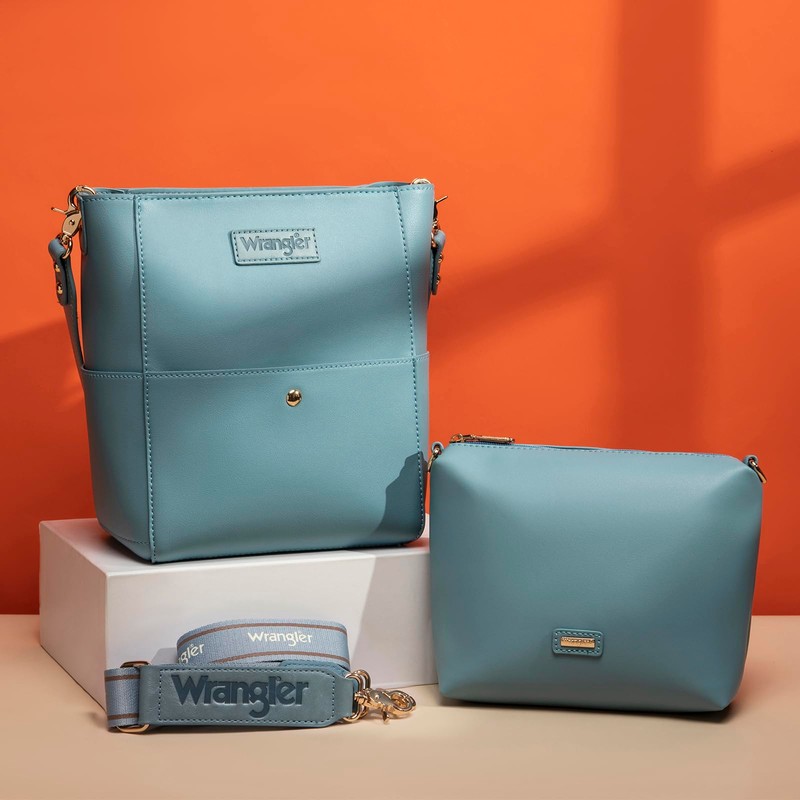 Wrangler - Bolso bandolera para mujer, con inserto organizador, Azul