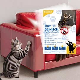 BobbleT Anti Cat Scratch Furniture Protector,12 Pcs Self-Adhesive Clear Couch Protector from Cat Claws,Residue-Free Sofa Guard Tapes for Sofa Corners, Walls, Doors,Easy to Apply and Remove