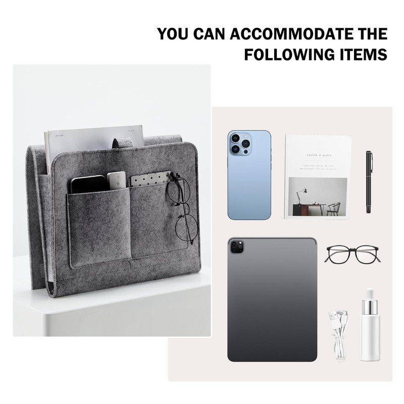 YOUDENOVA Bedside Caddy, Bedside Organizer for Dorm Room, Bunk Bed,