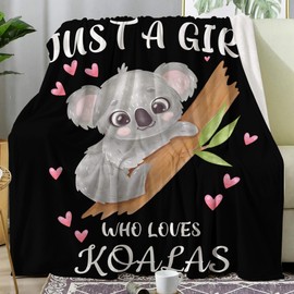 Koala Blanket Super Soft Flannel Throw Blanket Just a Girl Who Loves Koalas Blankets for Kids Adults Women Gifts 50"X 40"