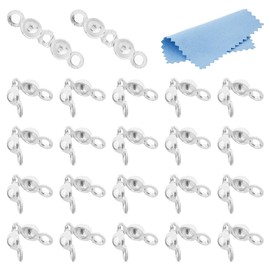 DICOSMETIC Pack of 25 925 Sterling Silver Bead Caps Knot Cover Dome End Beads 5.5 x 3 x 1.5 mm Shell Crimp Pearl Folding Bead Caps for Necklaces Bracelets Jewellery Making