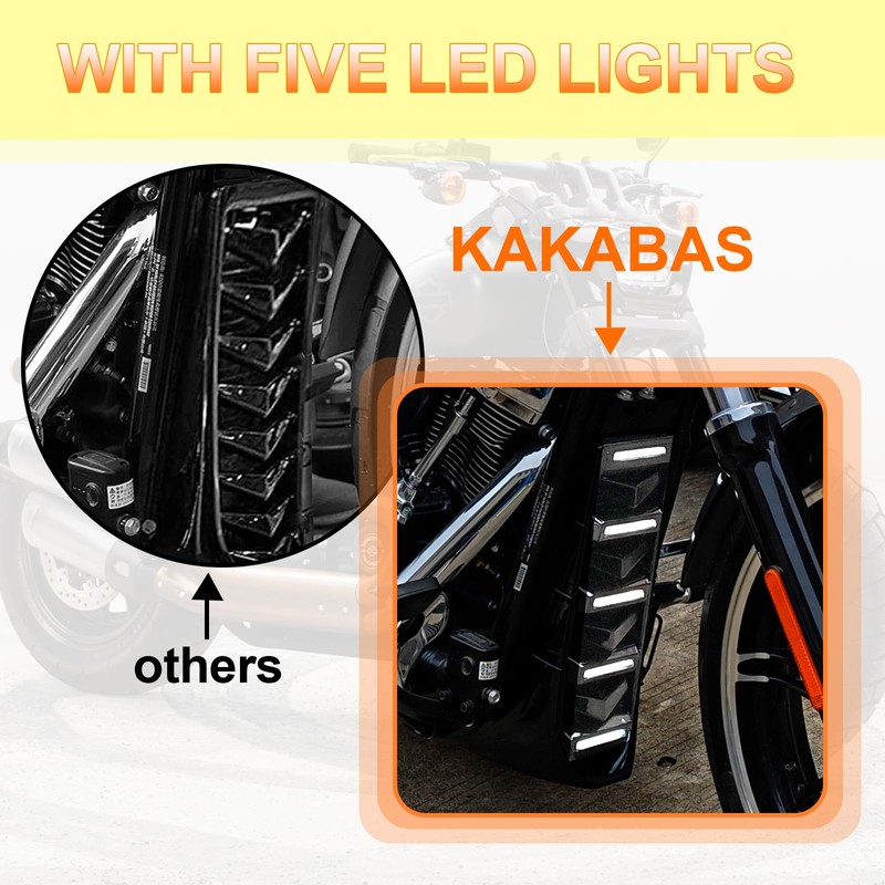KAKABAS Black Chin Fairing Spoiler with LED Lights Compatible with